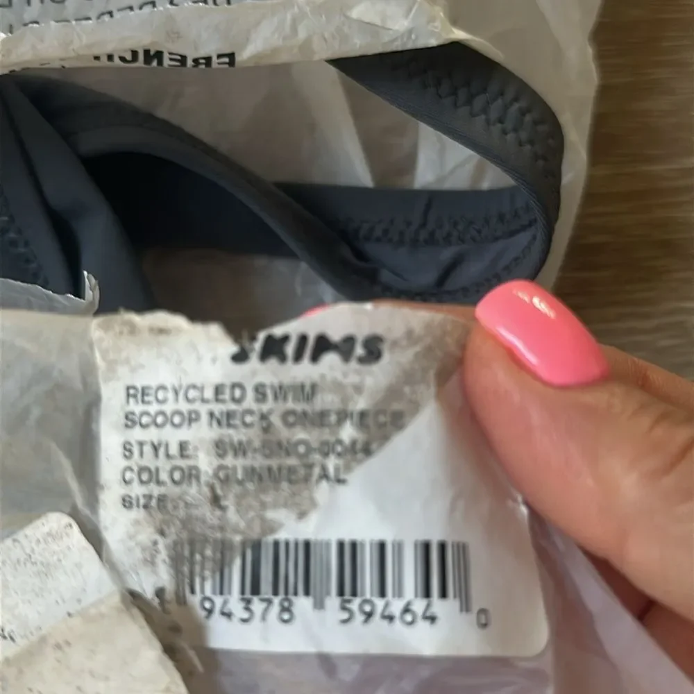 Skims Scoop Neck One Piece Swimsuit Gunmetal Grey‎ size large NWT in packaging